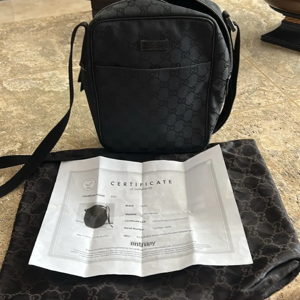 Gucci Black Monogram Messenger Bag